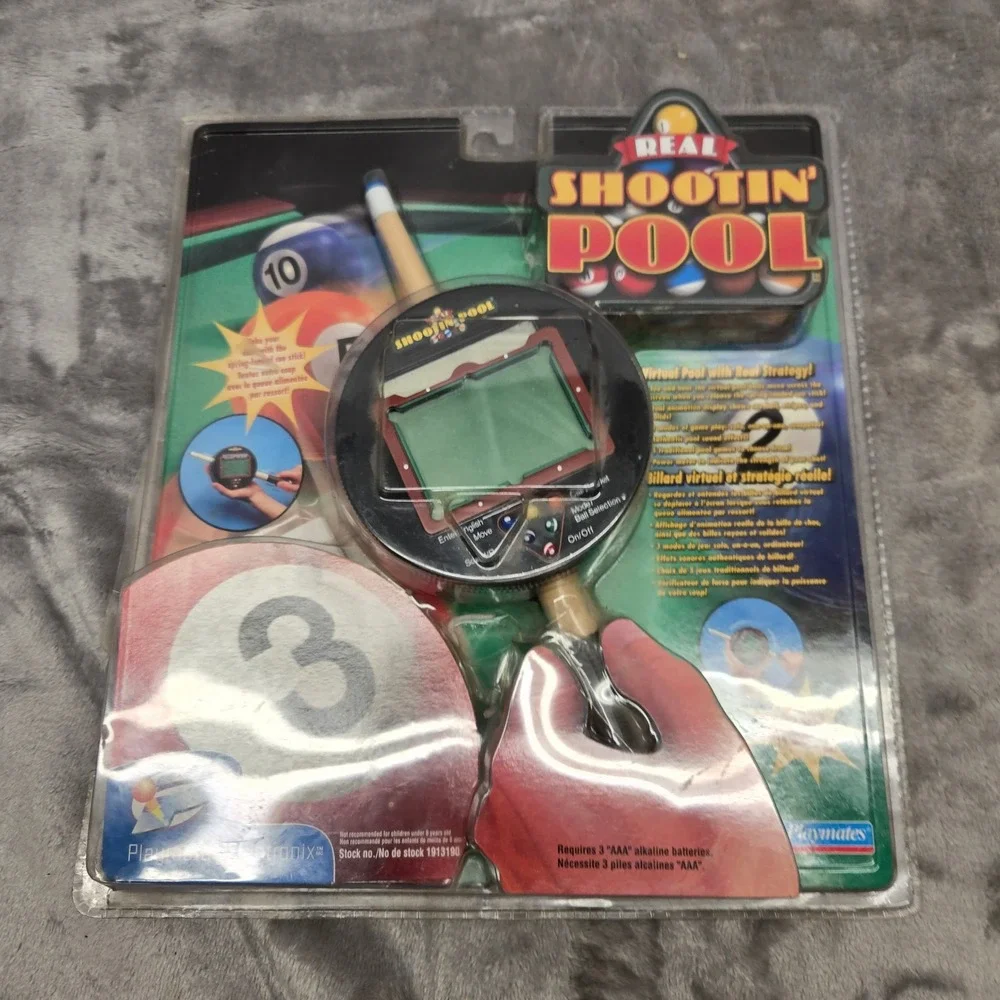 Playmates Real Shootin Pool Handheld Electronic Game 1999 Vintage Open Box